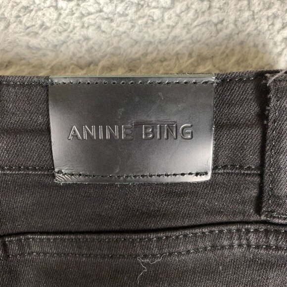 Anine Bing Jagger Jeans Womens 24 Black Low Rise Stretch Denim Skinny Crop Ankle - Picture 12 of 16